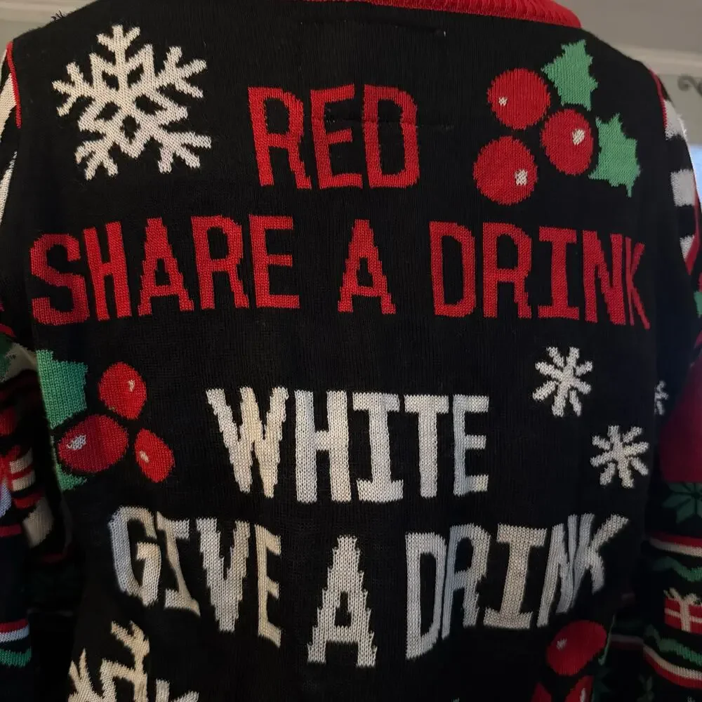 Tipsy Elves Drinking Game Ugly Christmas Sweater, Men's Size Medium